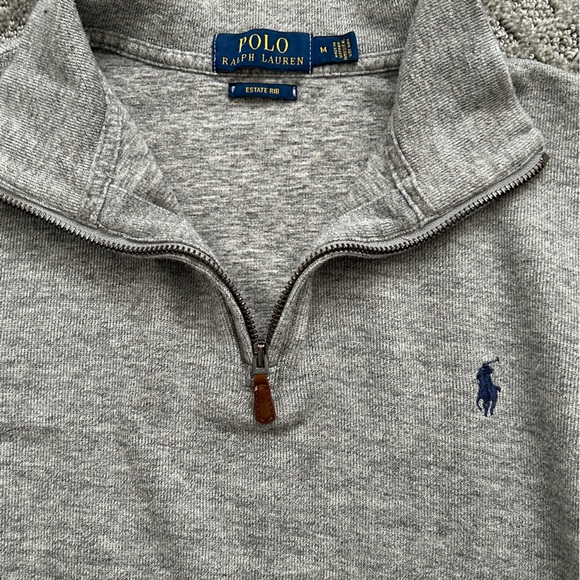 Polo Ralph Lauren Estate Rib Quarter-Zip Pullover Men’s Size M Heather Grey - Picture 3 of 5